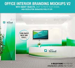 办公室品牌装饰展示模型：Office Interior Branding Mockups V2
